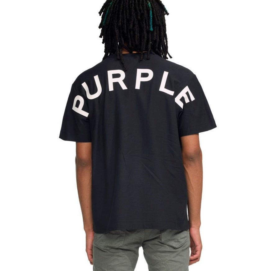 Purple Brand Textured Backsplash Logo Black S/S Tee