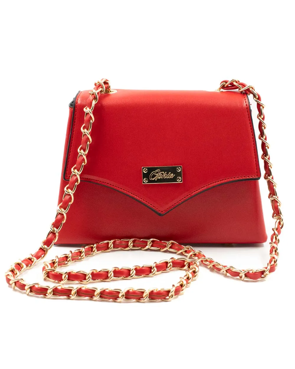 Purse - Small Red X-Body With Pointed Fold Ophia