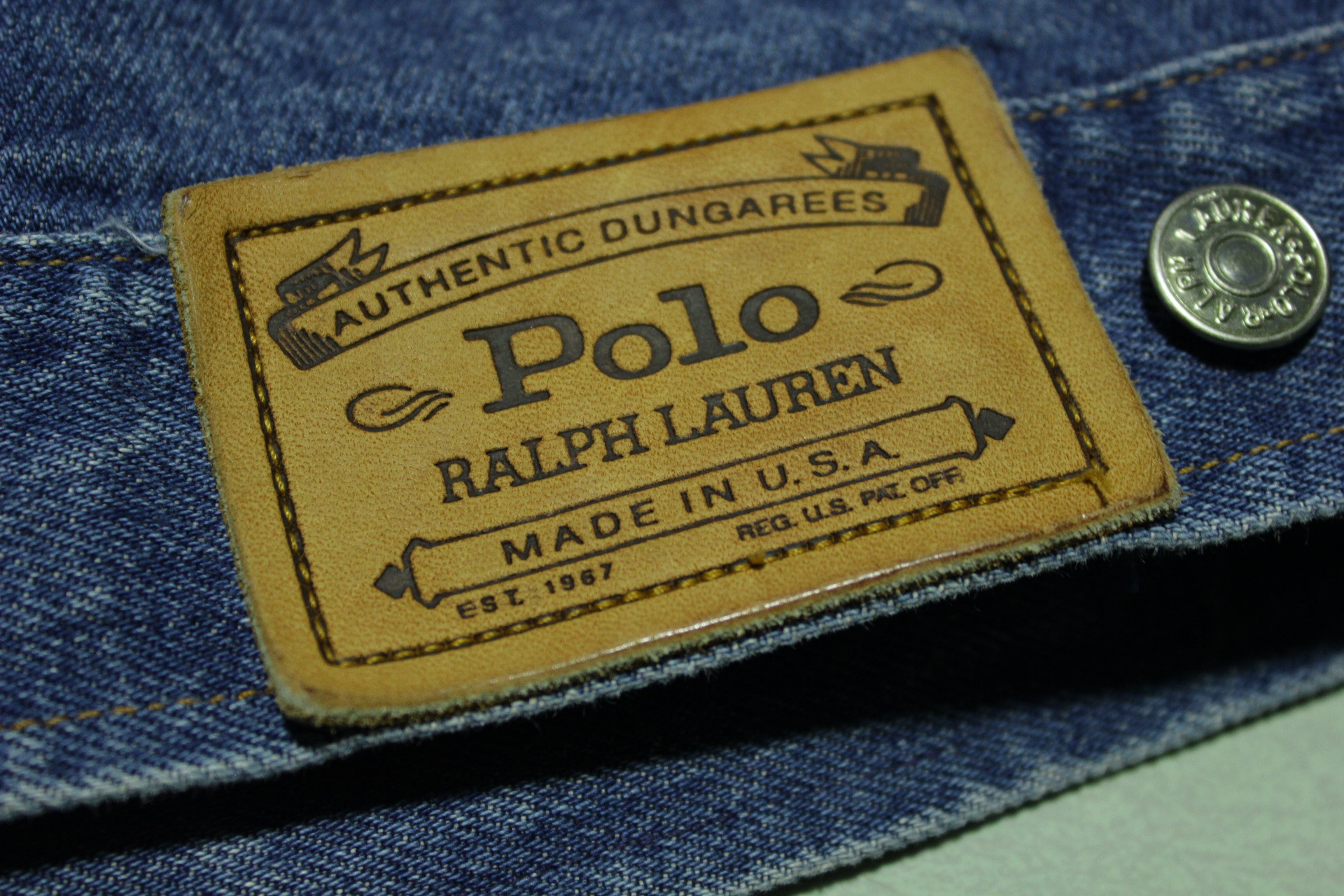 Ralph Lauren Polo Authentic Dungarees White Tag Label Made IN USA Vintage Jean Jacket