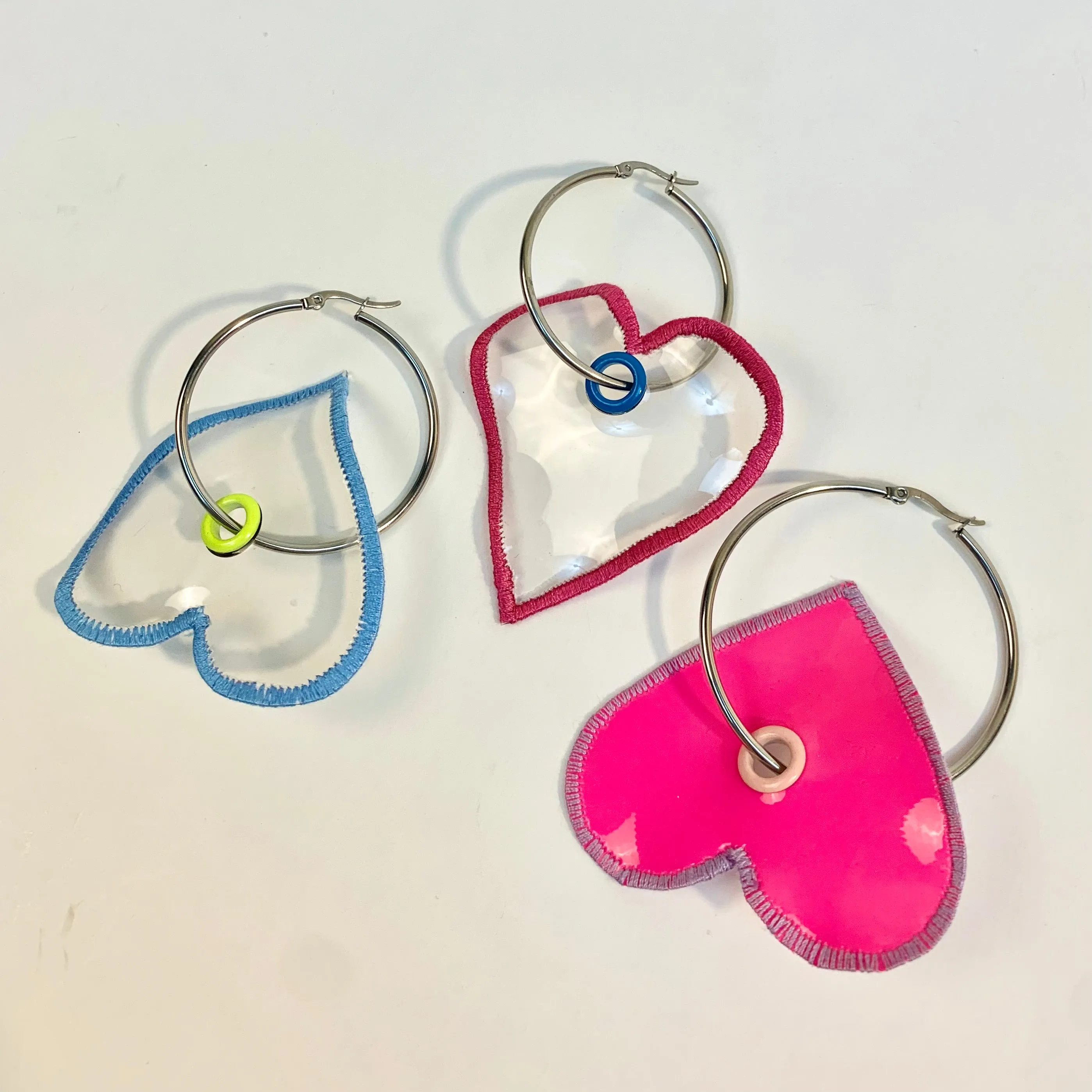 Recycled vinyl heart earring