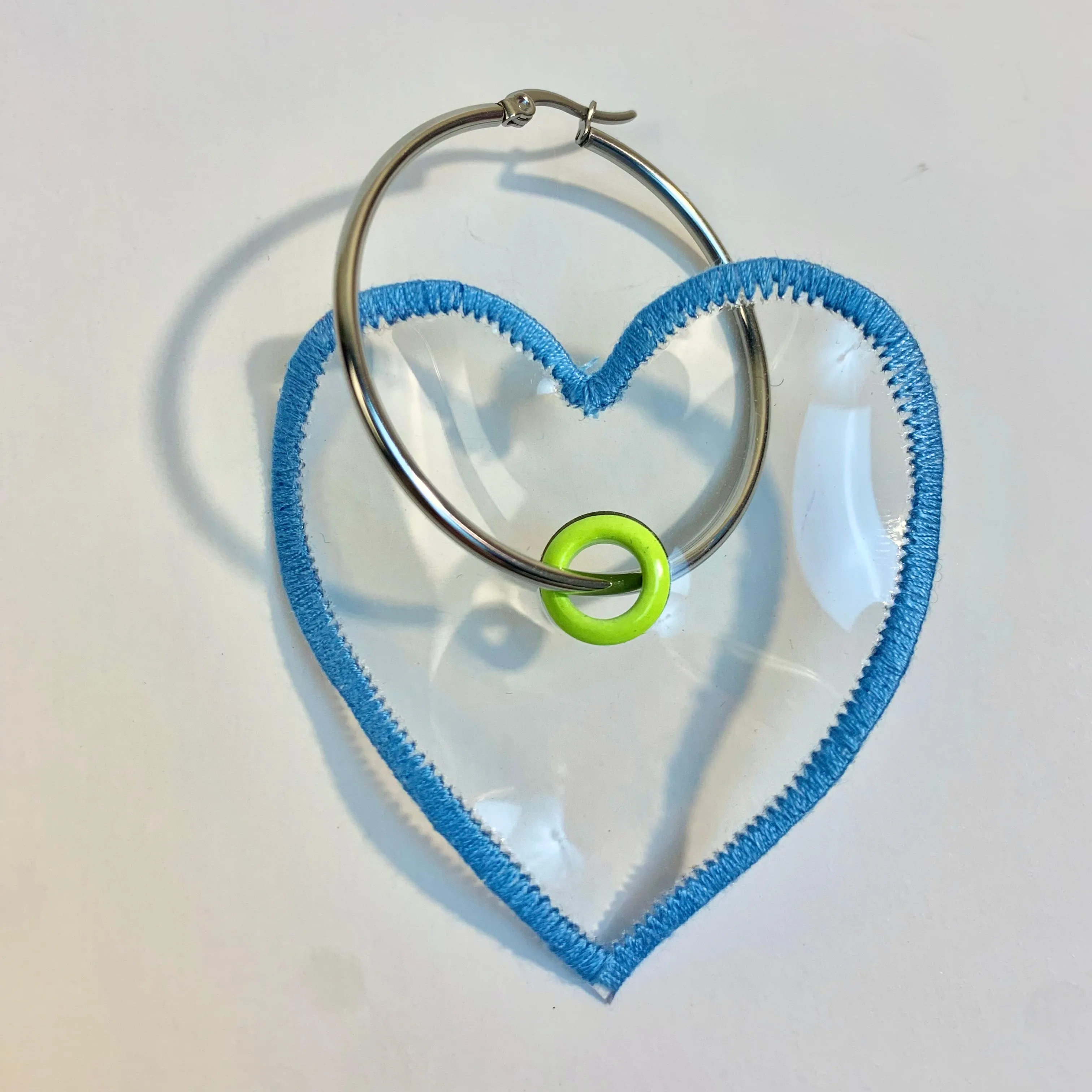 Recycled vinyl heart earring