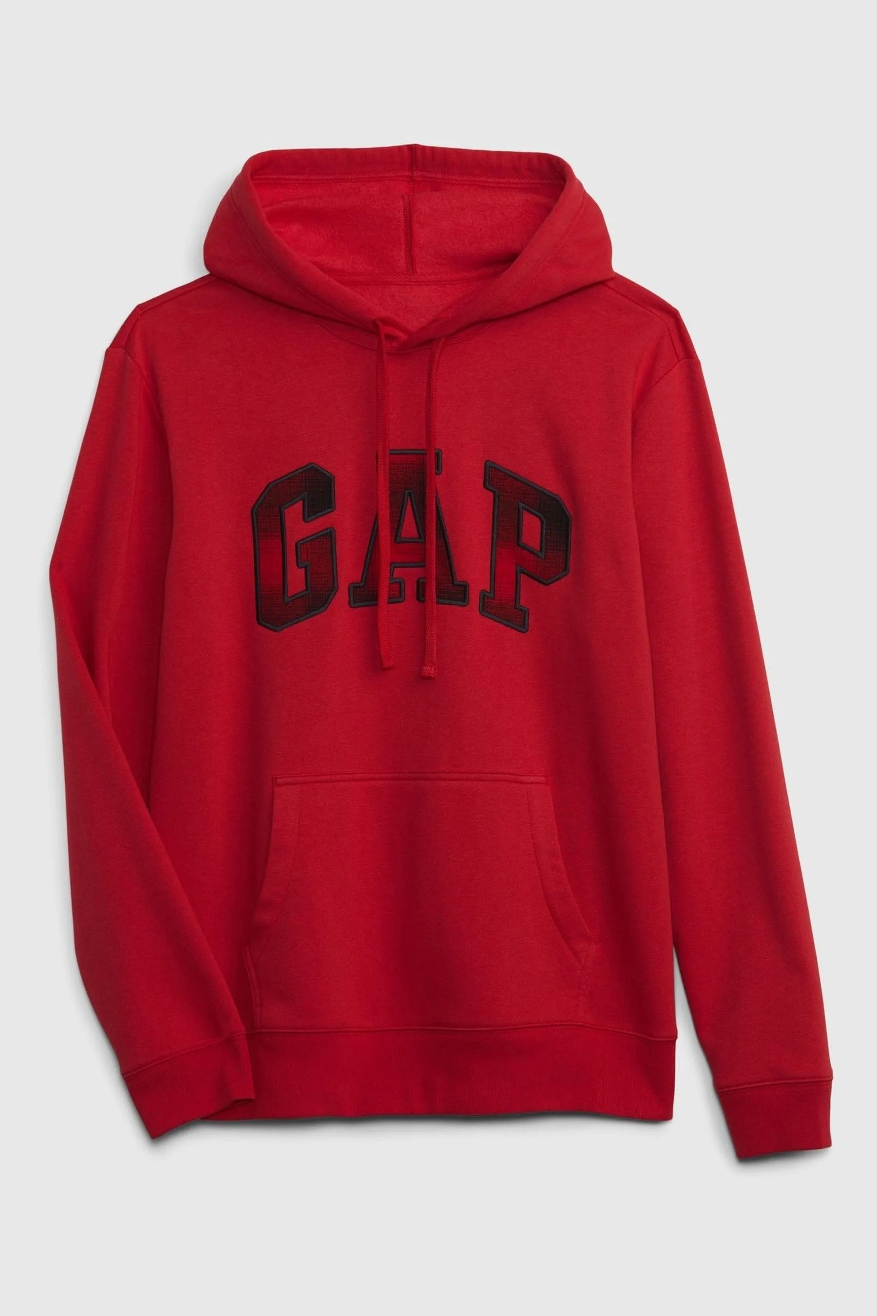 Red Check Arch Logo Hoodie