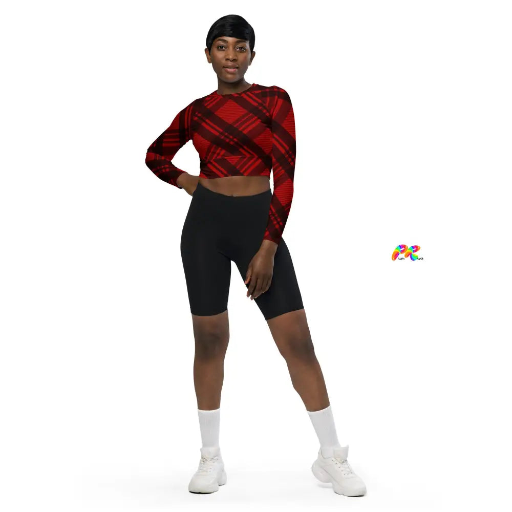 Red Plaid Athletic Crop Top