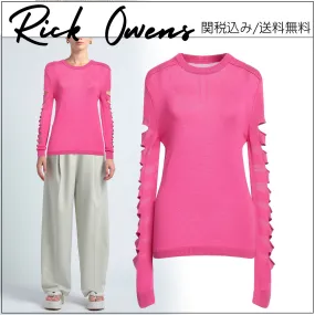 RICK OWENS  |Crew Neck Wool Long Sleeves Plain V-neck & Crew neck