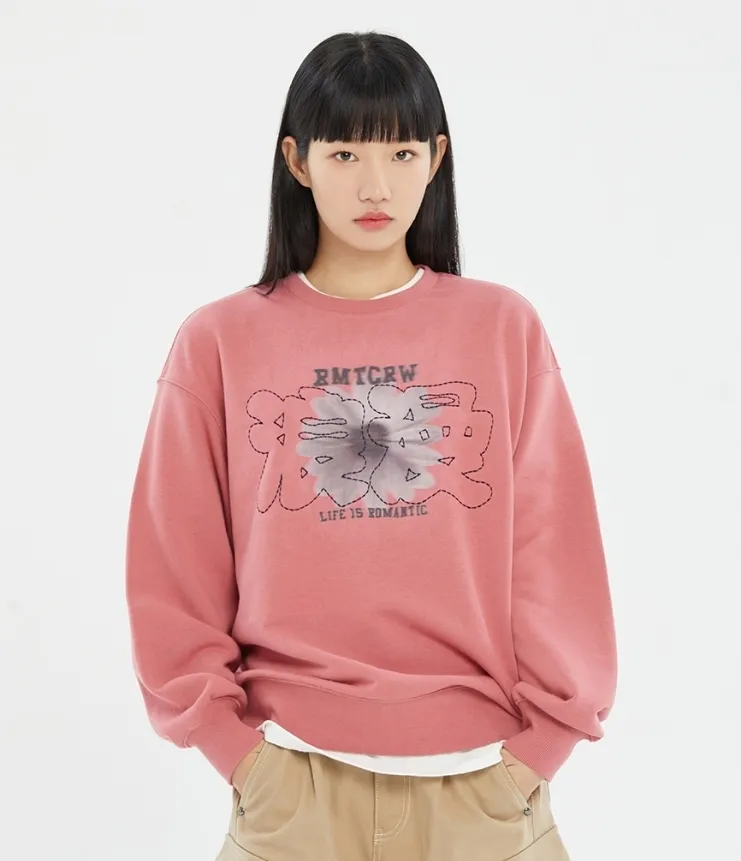 ROMANTIC CROWN  |Flower Patterns Unisex Street Style Long Sleeves Plain