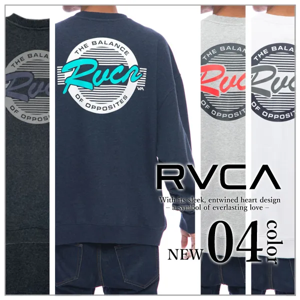 RVCA  |Crew Neck Long Sleeves Plain Logo Sweatshirts