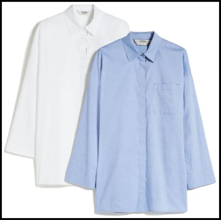 S Max Mara  |Long Sleeves Plain Cotton Shirts & Blouses