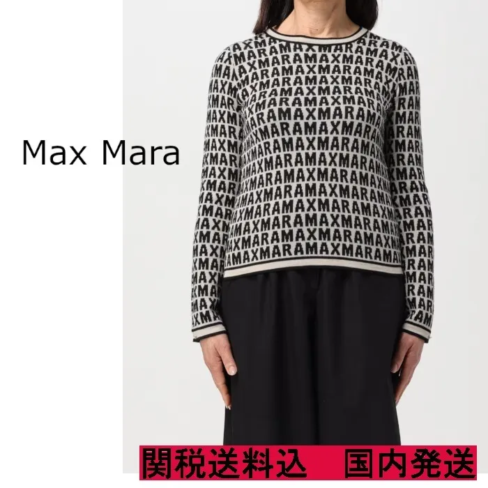 S Max Mara  |Wool Long Sleeves Logo V-neck & Crew neck