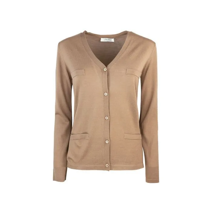 S Max Mara  |Wool Long Sleeves Plain Office Style Elegant Style Cardigans