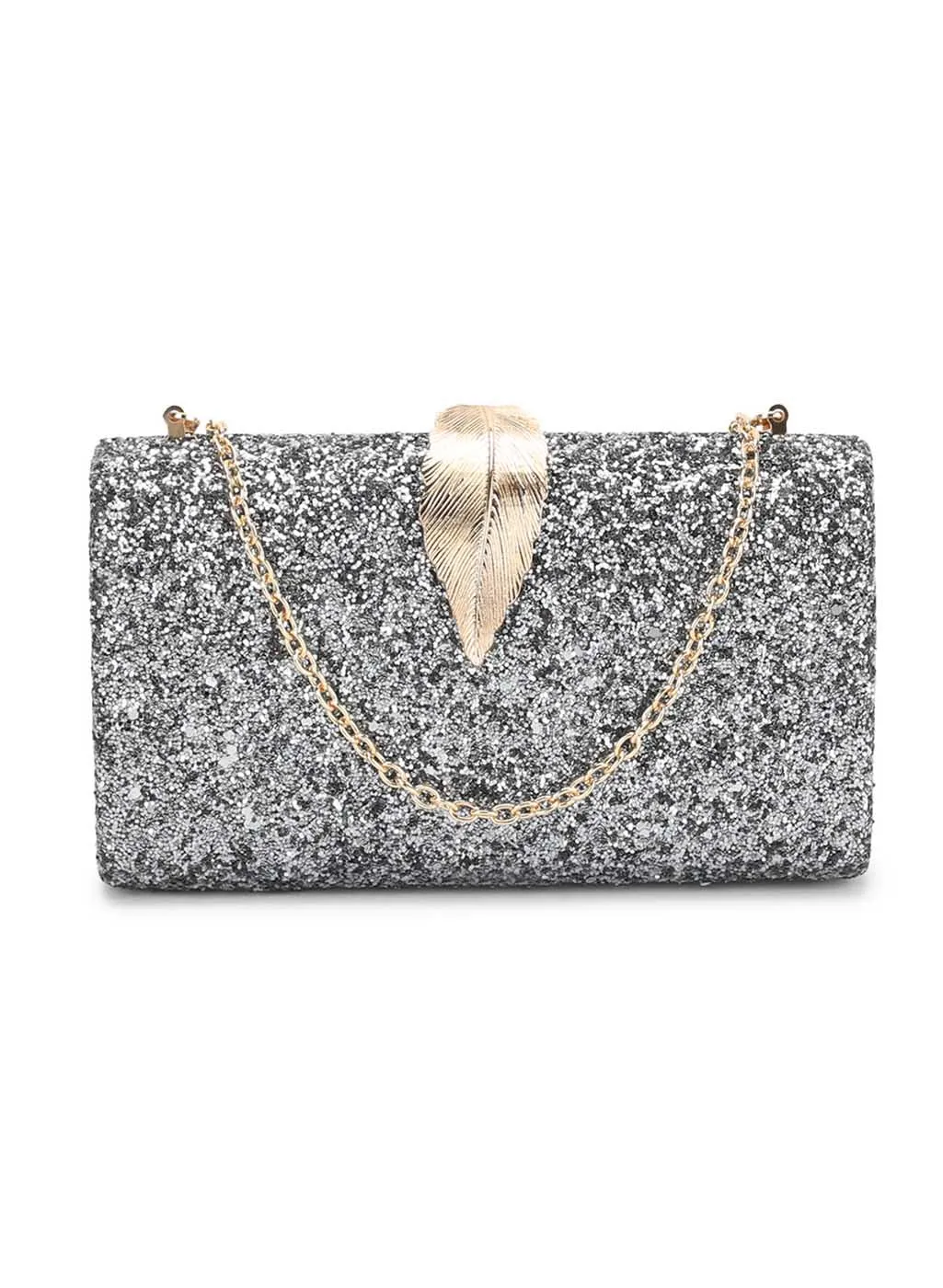 Sasha Asphalt Grey Glitter Clutch