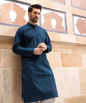 Schiffli Embroidered Cotton Kurta