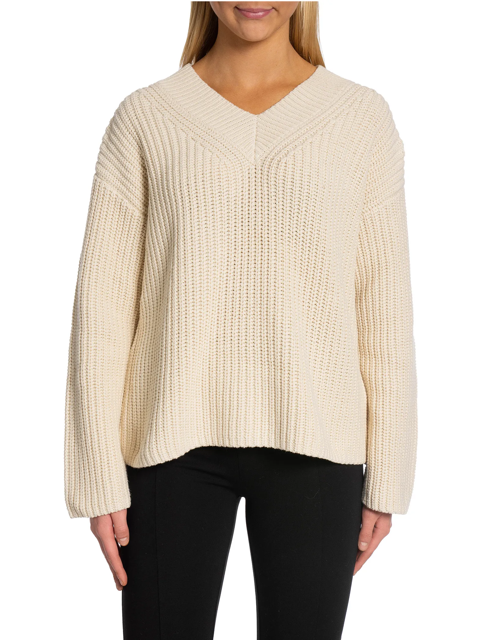 SELECTED FEMME SWEATER SELMA LS V-NECK BIRCH