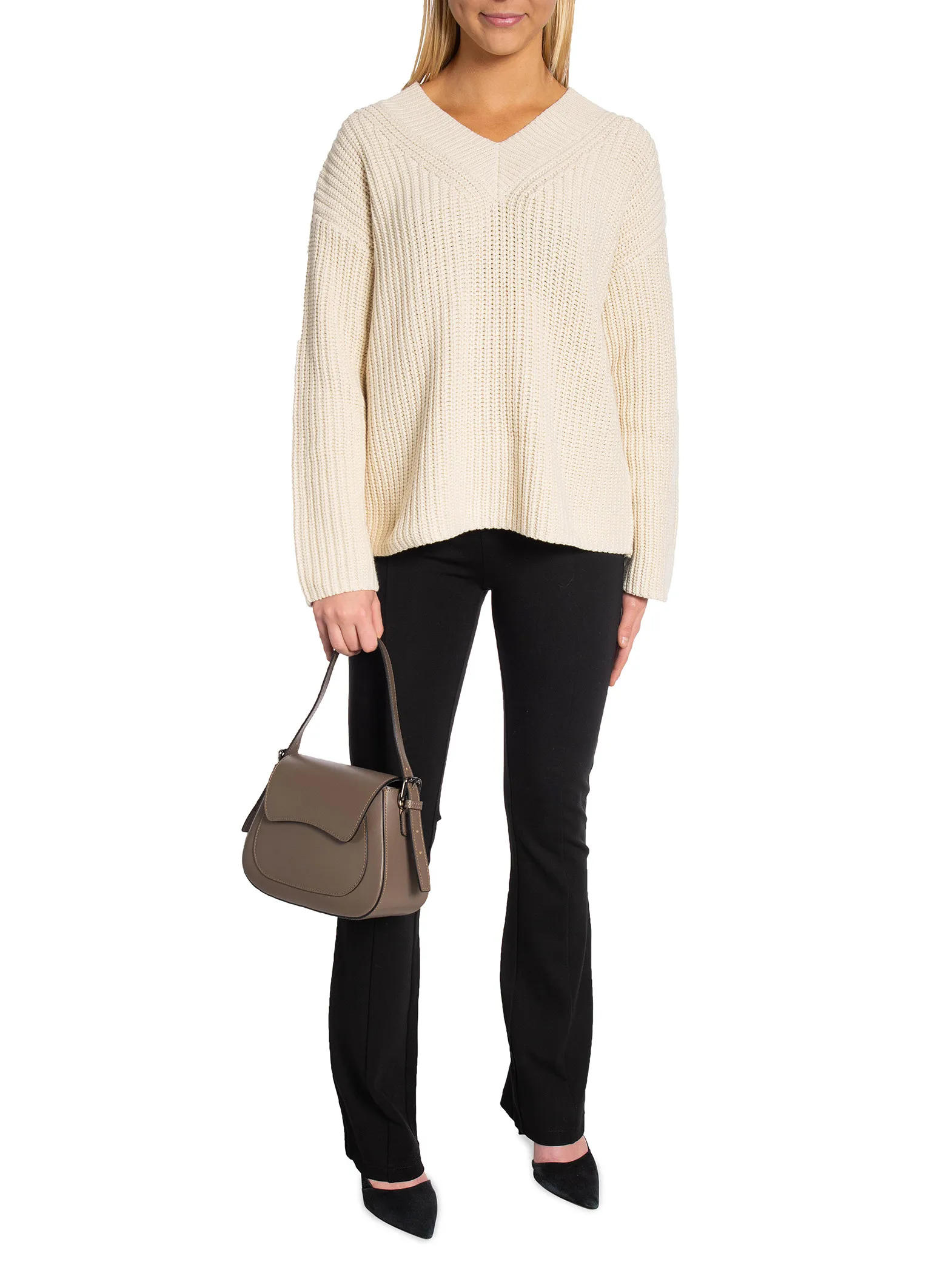 SELECTED FEMME SWEATER SELMA LS V-NECK BIRCH