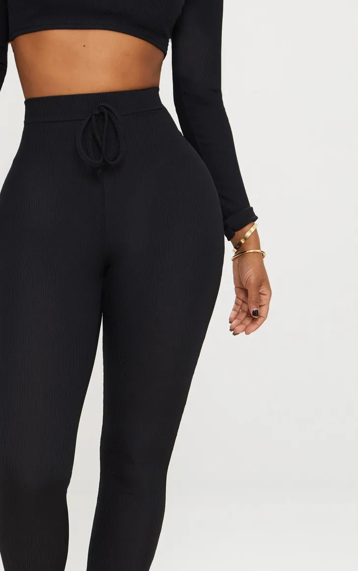 Shape Black Ribbed High Waist Leggings