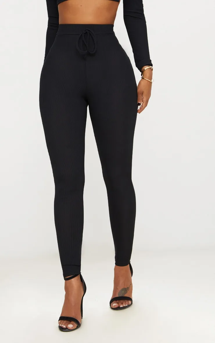 Shape Black Ribbed High Waist Leggings