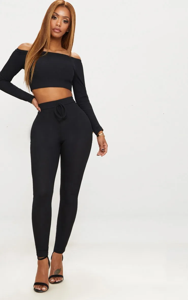 Shape Black Ribbed High Waist Leggings