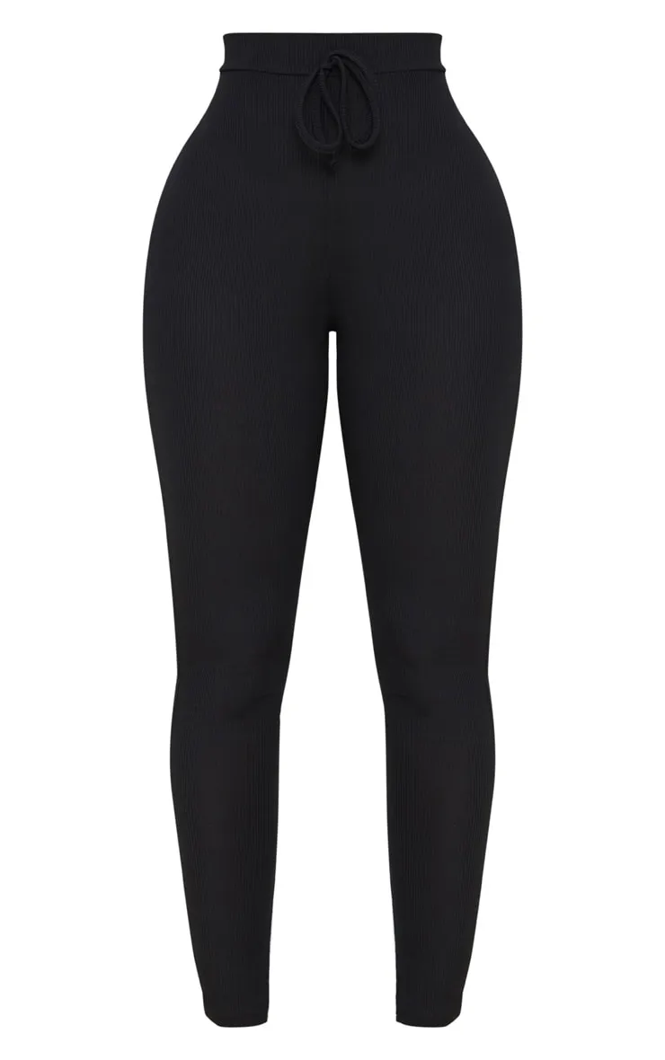 Shape Black Ribbed High Waist Leggings