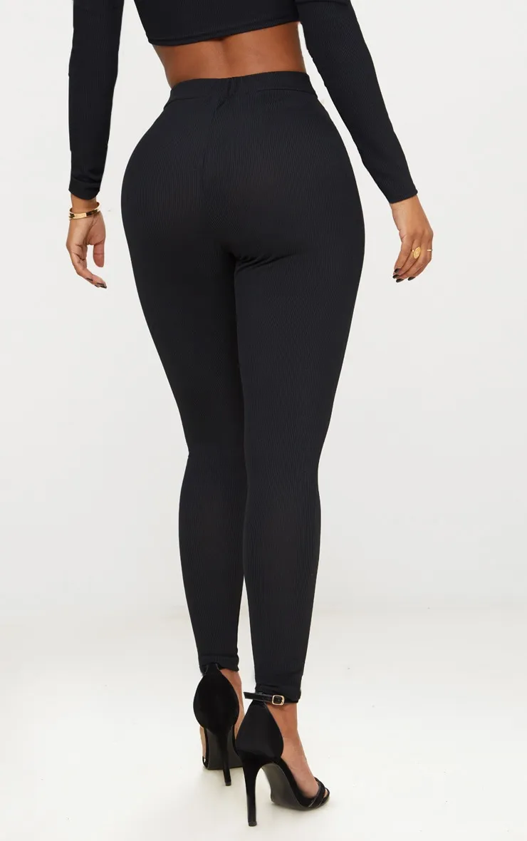 Shape Black Ribbed High Waist Leggings