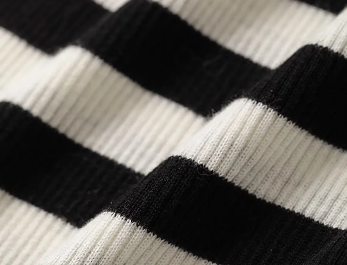 Since Then  |Stripes Wool U-Neck Long Sleeves V-neck & Crew neck