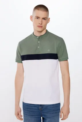 Slim fit colour block piqué polo shirt