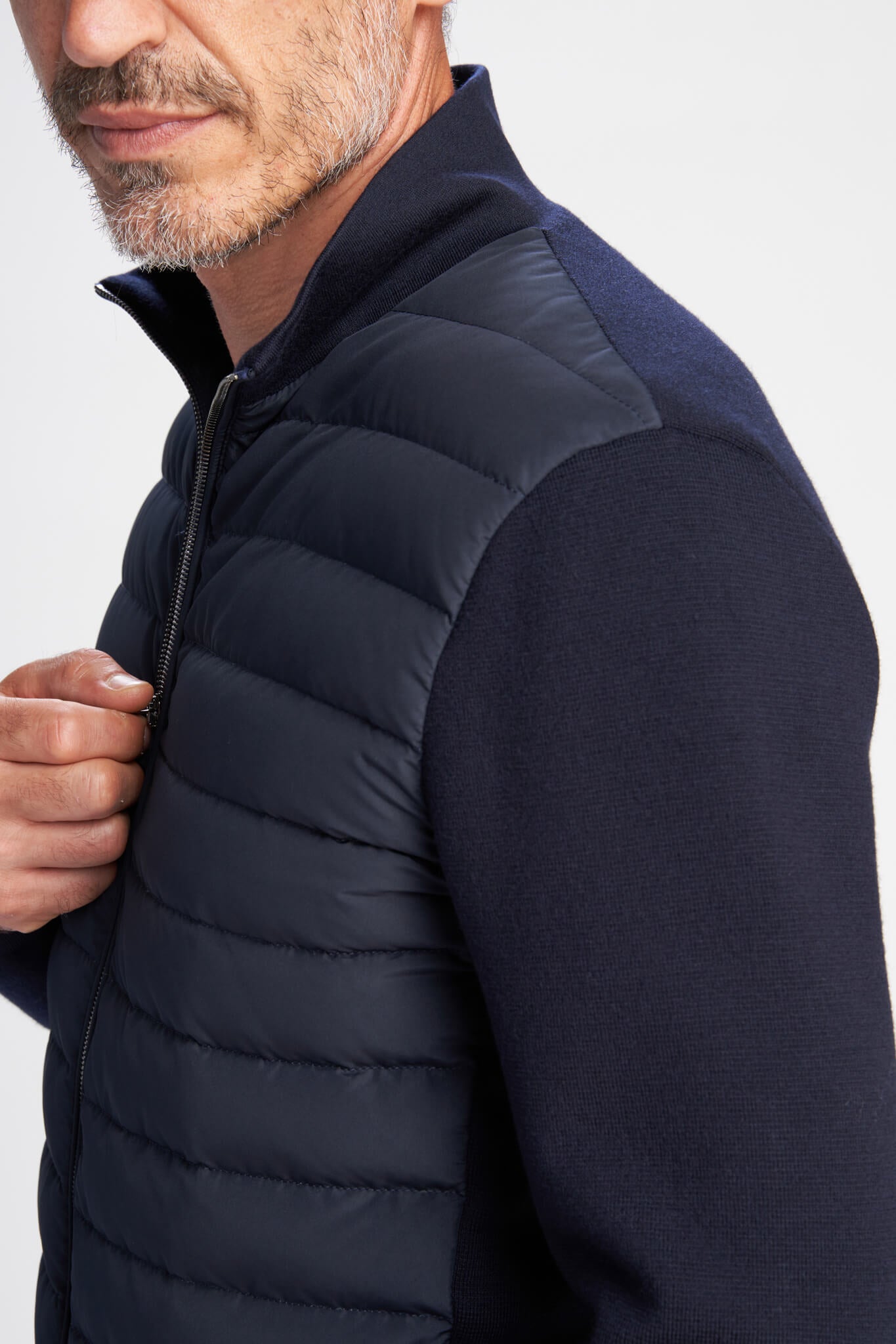 Soon extrafine wool and down padded hybrid jacket