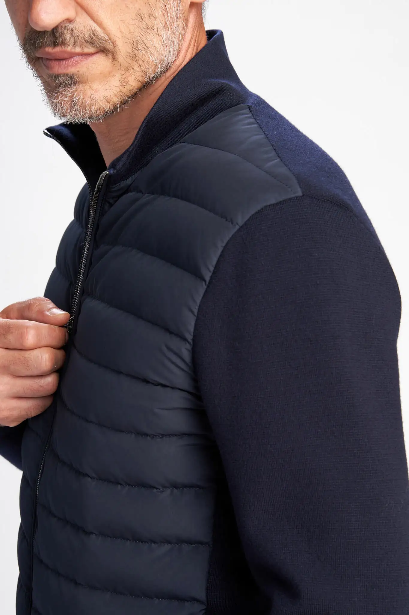 Soon extrafine wool and down padded hybrid jacket