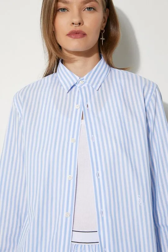 Sporty & Rich cotton shirt SRC Embroidered Button Down women's blue color SI001S402SS