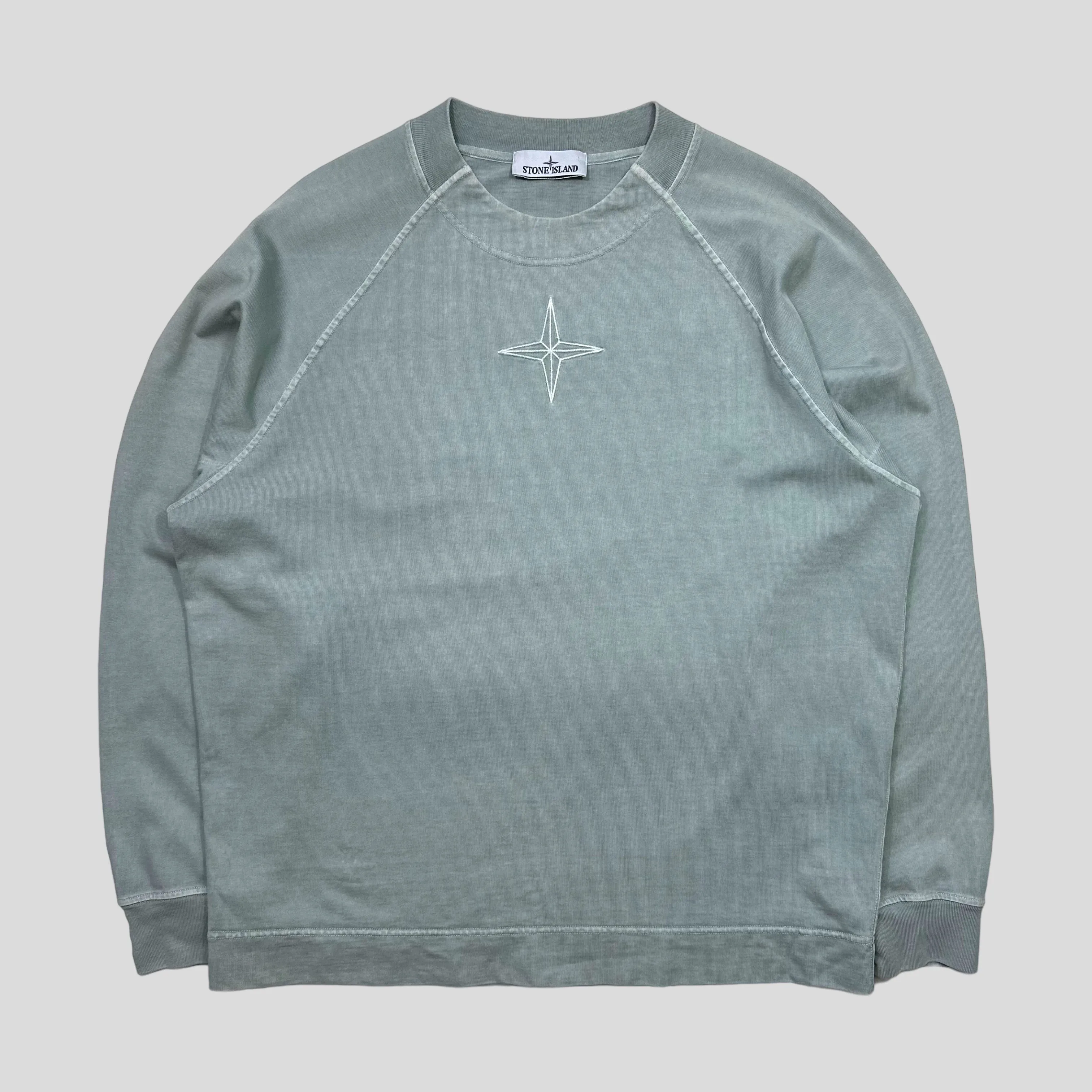 Stone Island 2023 Sky Blue Embroidered Logo Crewneck - L/XL