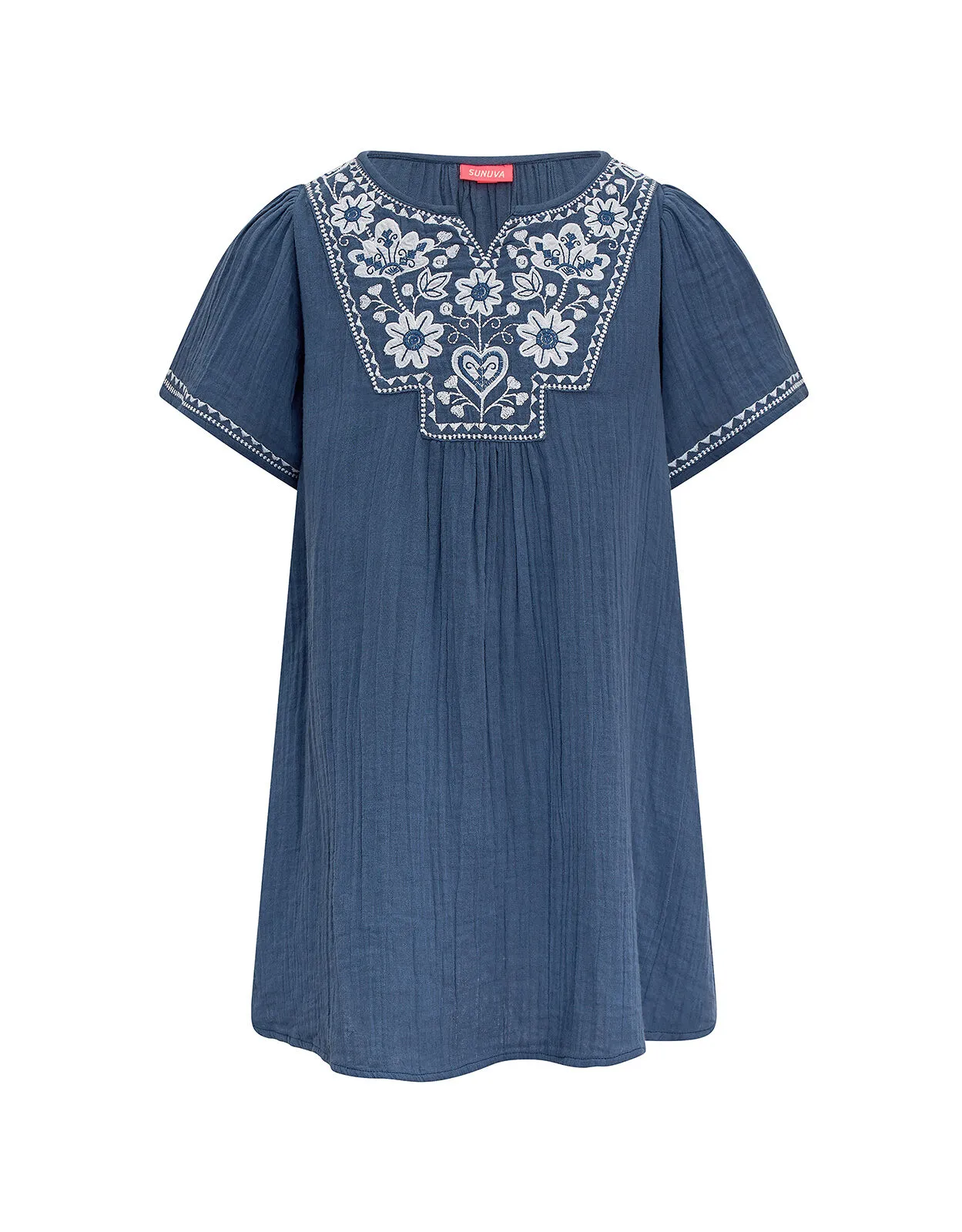 Sunuva Folk Embroidered Dress Blue