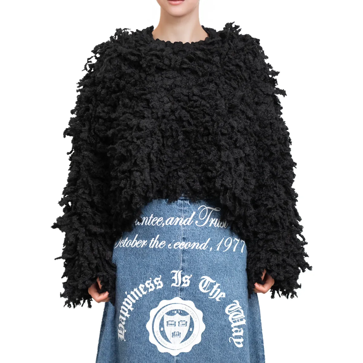 Sweater with Boucle Meta fur concept Black