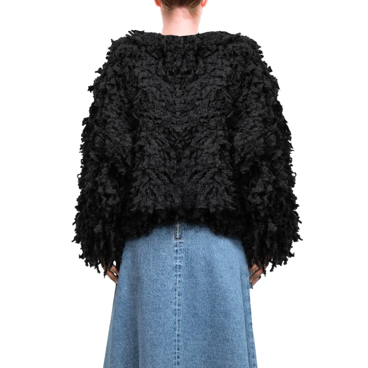 Sweater with Boucle Meta fur concept Black