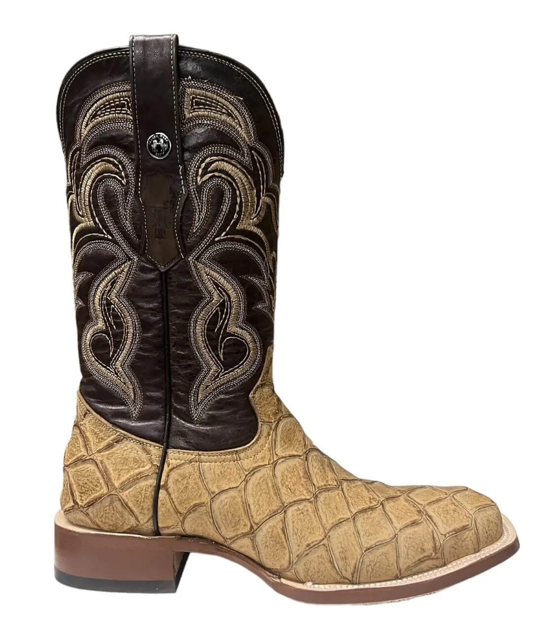 Tanner Mark Men's Antique Saddle Monster Fish Print Western Boot