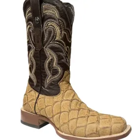 Tanner Mark Men's Antique Saddle Monster Fish Print Western Boot