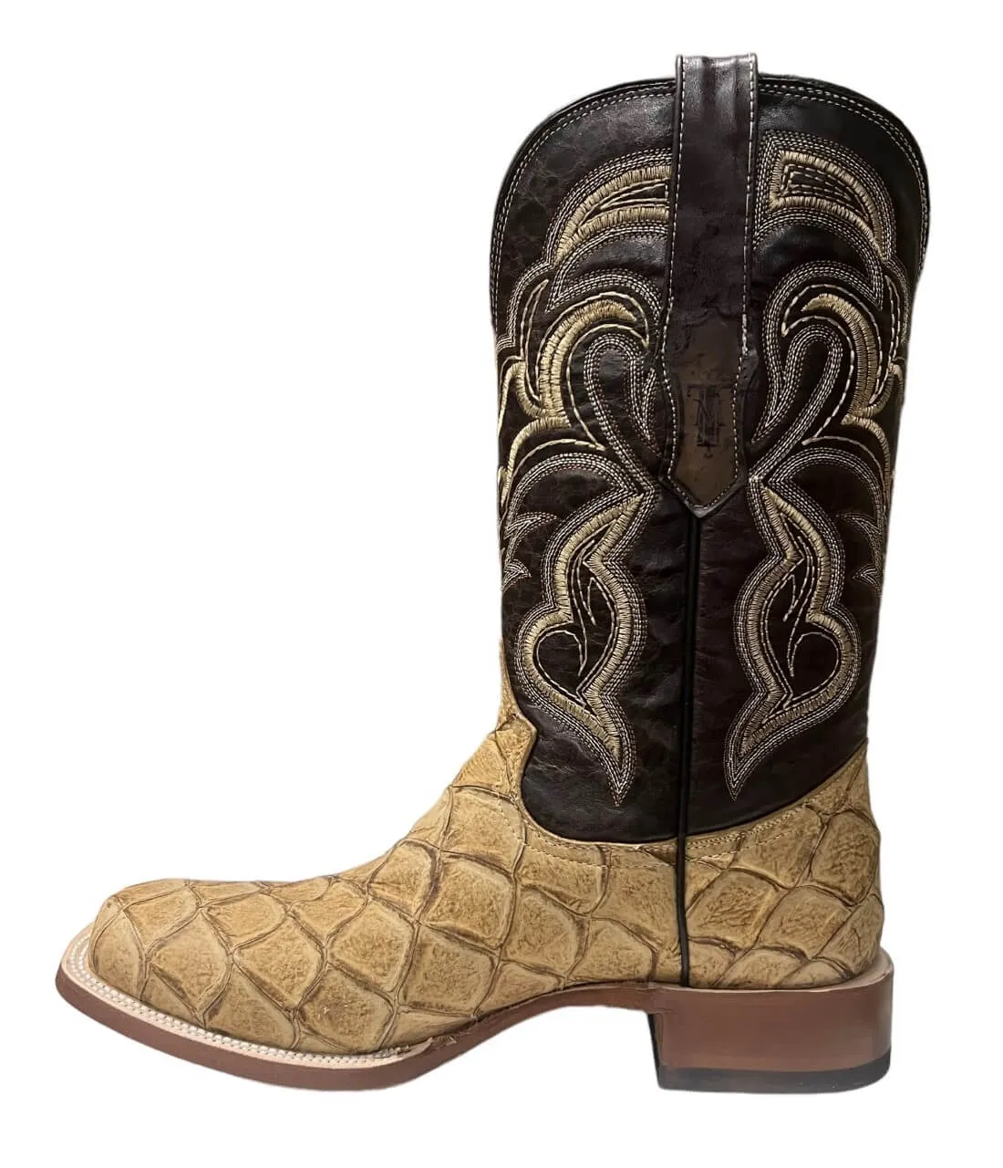 Tanner Mark Men's Antique Saddle Monster Fish Print Western Boot