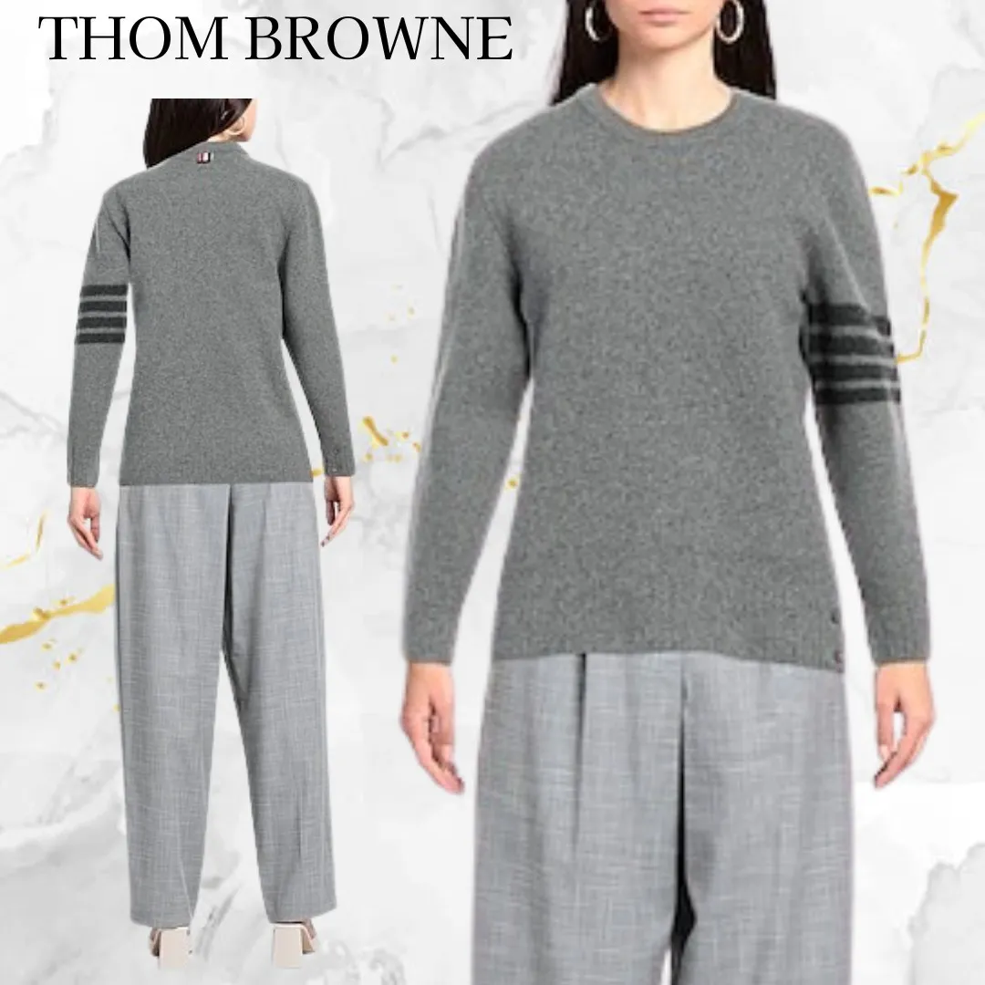 THOM BROWNE  |Crew Neck Casual Style Long Sleeves Plain Elegant Style