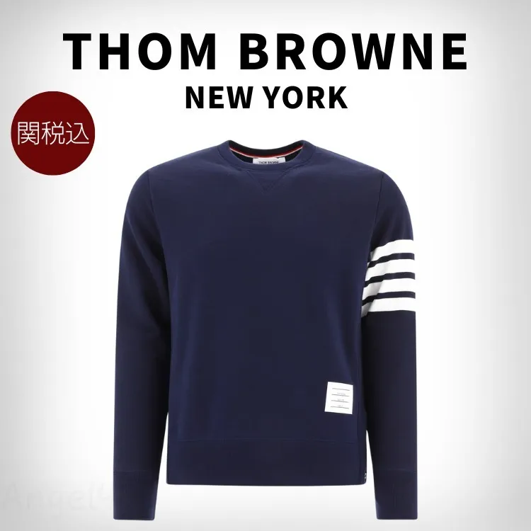 THOM BROWNE  |Crew Neck Street Style Long Sleeves Plain Cotton Logo