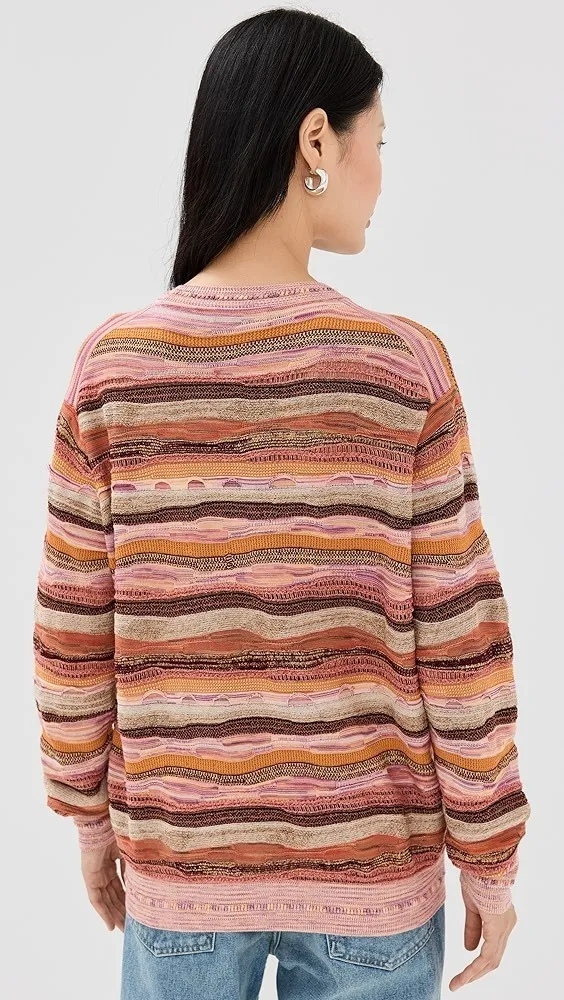 ULLA JOHNSON  |Crew Neck Stripes Long Sleeves V-neck & Crew neck