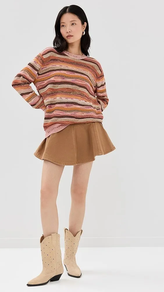 ULLA JOHNSON  |Crew Neck Stripes Long Sleeves V-neck & Crew neck