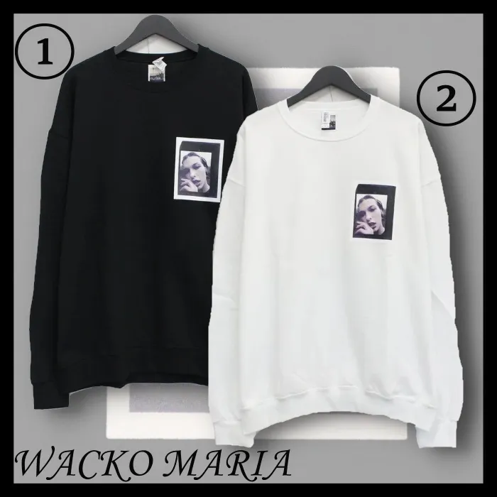 WACKO MARIA  |Crew Neck Street Style Collaboration Long Sleeves Cotton