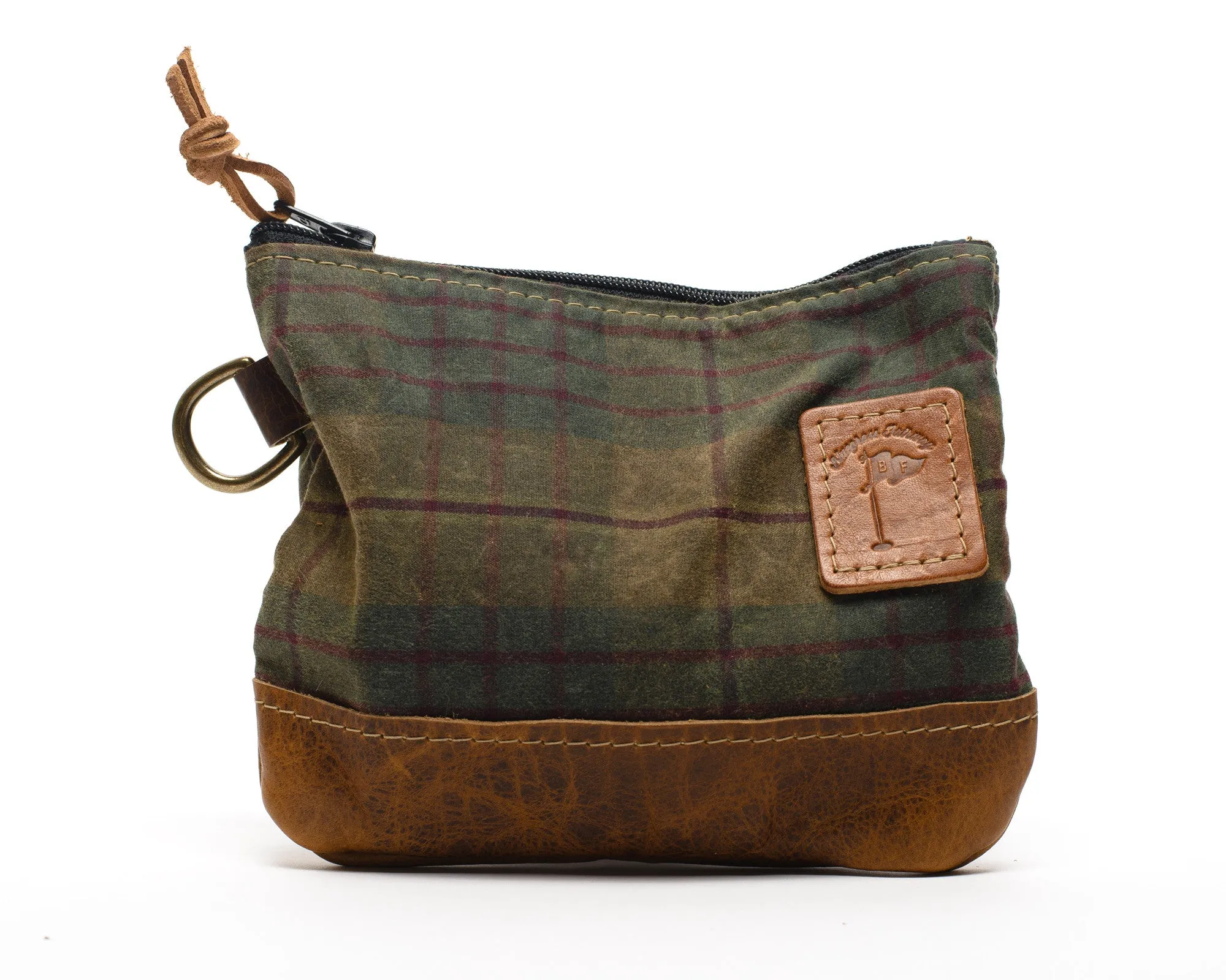 Waxed Canvas Zippered Golf Valuables Field Pouch in British Tartan