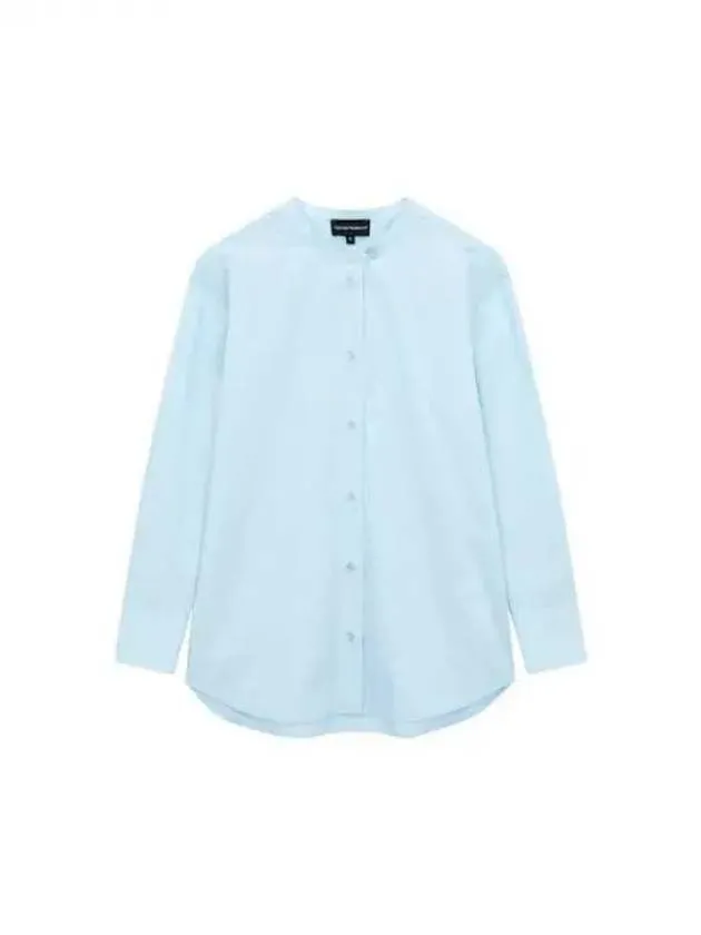 Women s mini embroidered mandarin collar shirt sky blue 270982