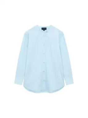 Women s mini embroidered mandarin collar shirt sky blue 270982