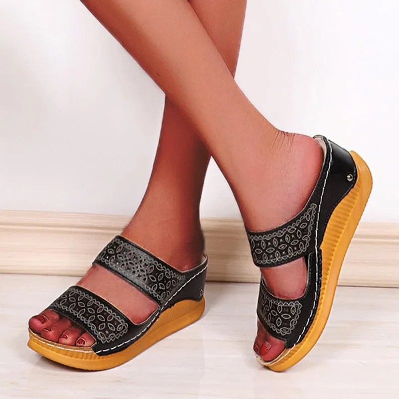 Women's Casual Retro Lightweight Breathable Open Toe Hi-heel Sandals