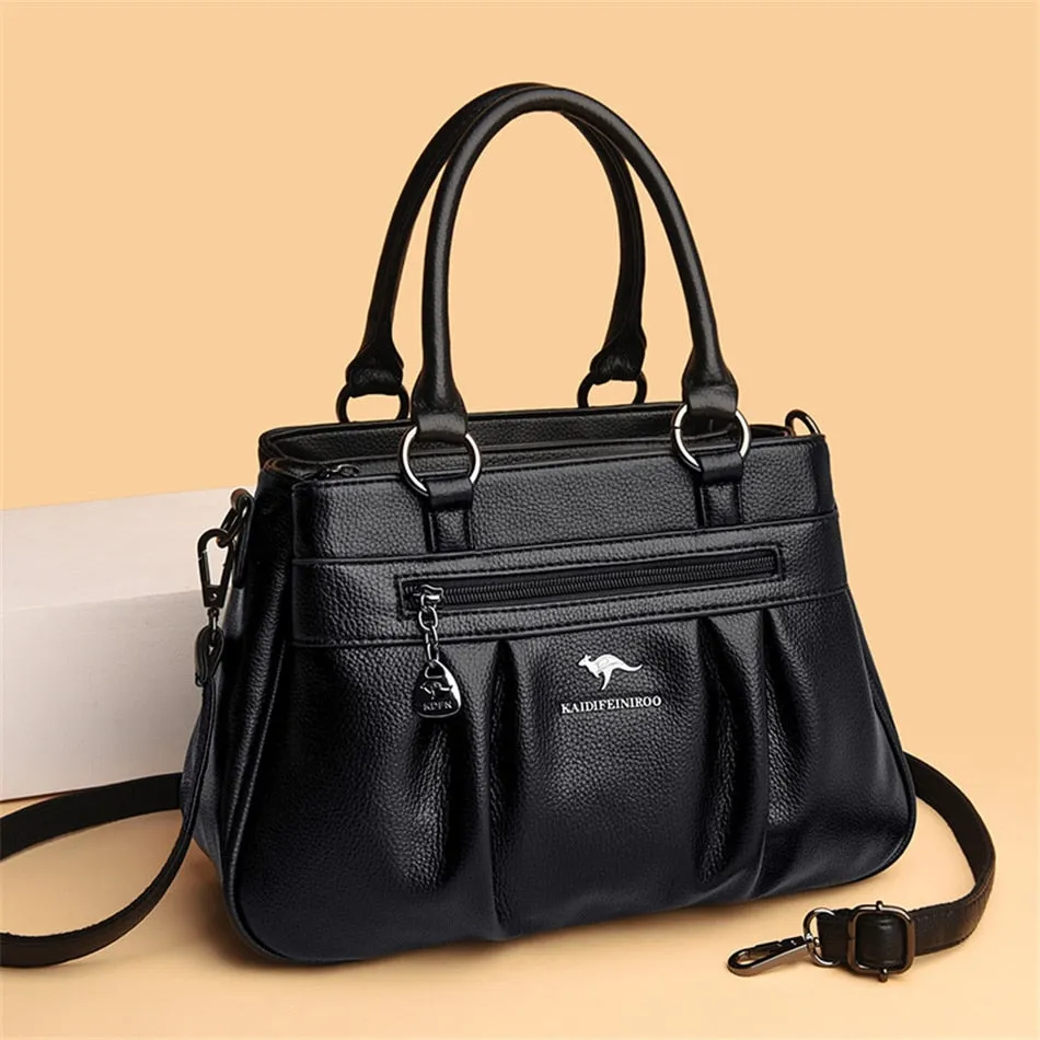 Women's Cow Leather Soft Top-Handle Shoulder Crossbody Handbag