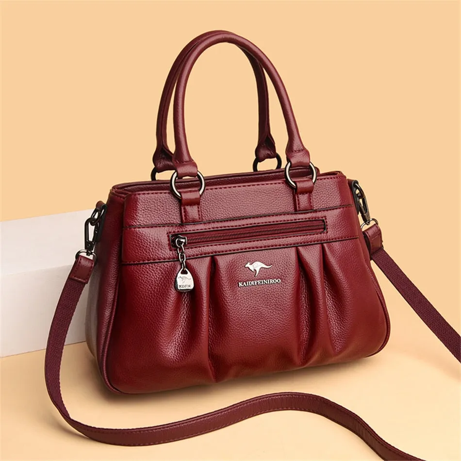 Women's Cow Leather Soft Top-Handle Shoulder Crossbody Handbag