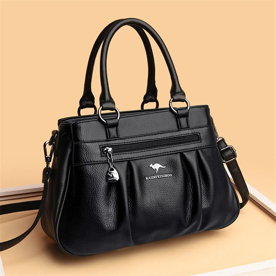 Women's Cow Leather Soft Top-Handle Shoulder Crossbody Handbag