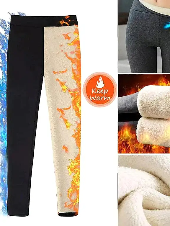 Women's Cozy High Waist Fleece Leggings for Yoga and Casual Wear