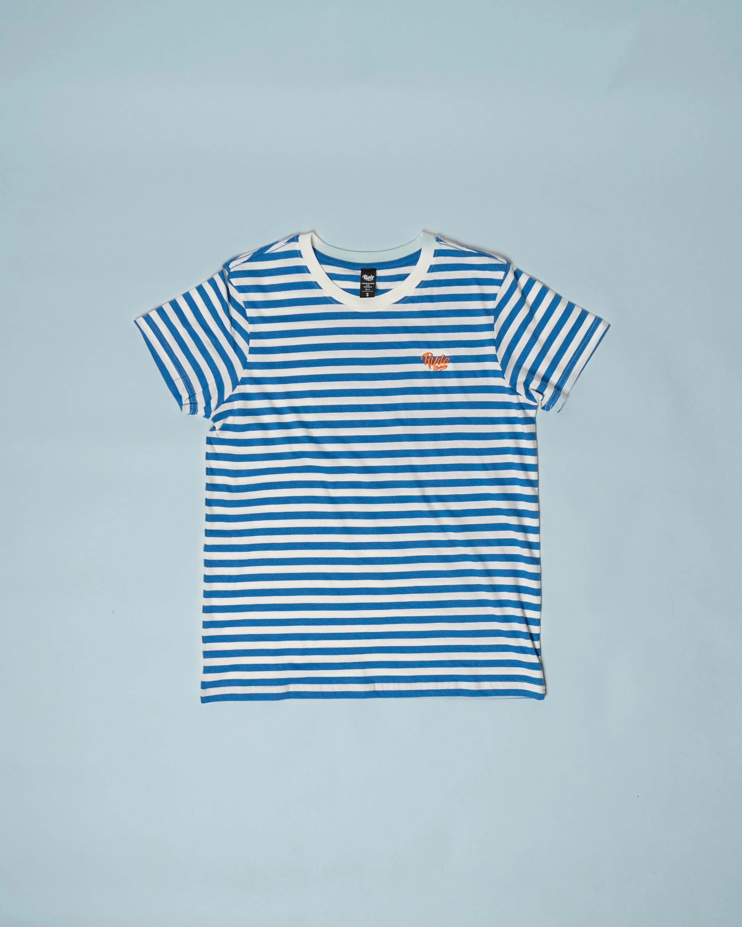 Women's Ryde Embroidered Logo Blue Stripe Tee